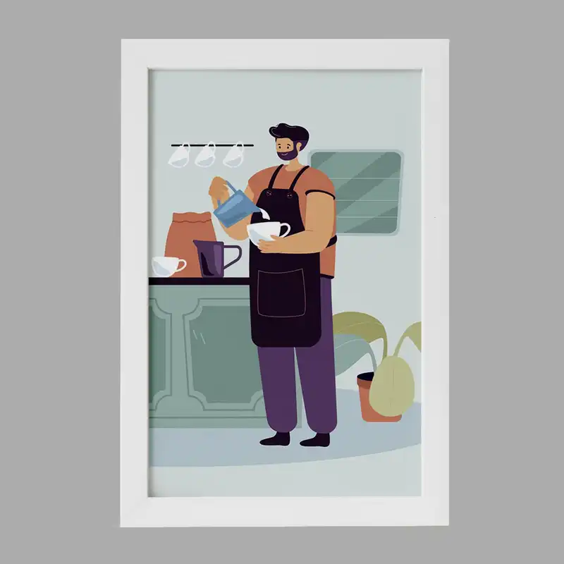 تابلو خندالو مدل باریستا کافه چی کد 28132