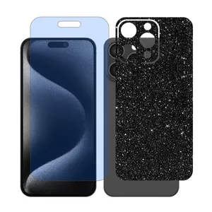 Glass Together model anti blue matte screen protector suitable for Apple iPhone 15 Pro Max mobile phone with cover sticker on the back of the phone