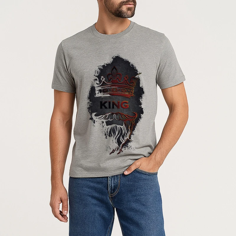 تیشرت آستین کوتاه مردانه طرح KING کد W61