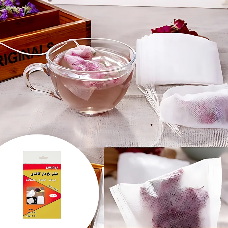 فیلتر چای مدل نخ دار کاغذی پردیس بسته 50 عددی