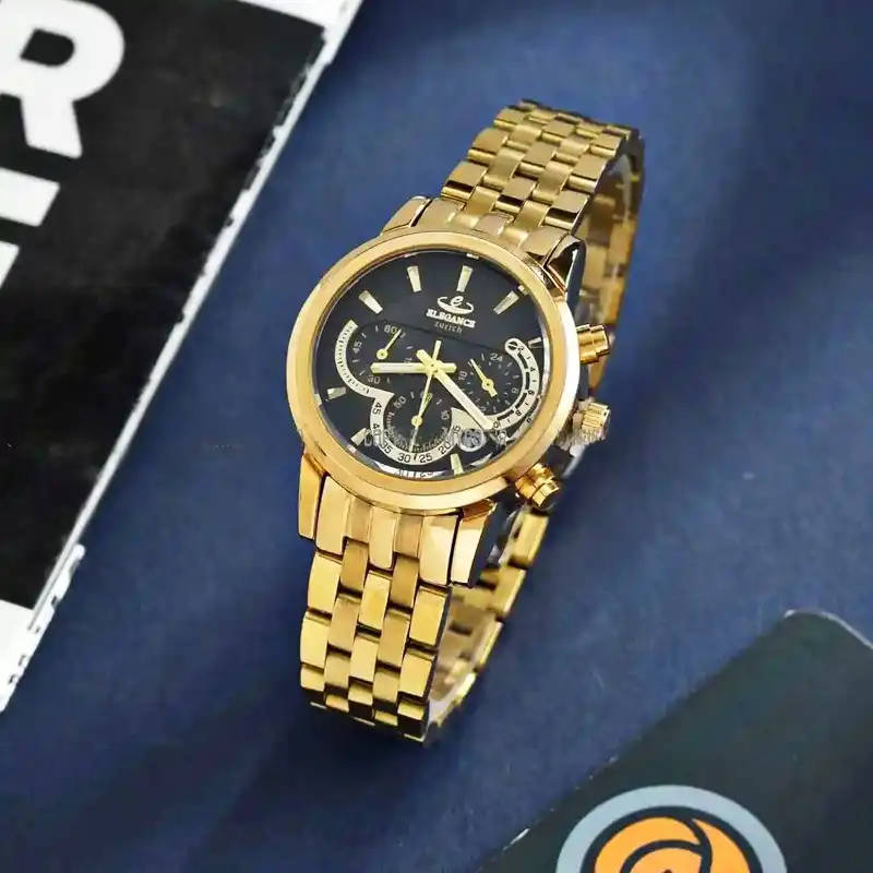 ساعت مچی عقربه ای زنانه الگانس مدل سه موتور فعال کرنوگراف بند استیل NT