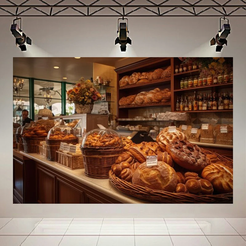 تابلو بوم طرح مخمل مغازه نانوایی مدل نان های داغ و تازه کد AR304542