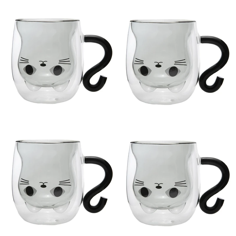  لیوان طرح دو جداره مدل گربه کد 1369n 100 بسته چهار عددی