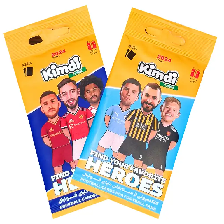 اسباب بازی شانسی کیمدی مدل کارت بازیکن های فوتبال 2024 طرح قهرمانان مجموعه 2 عددی