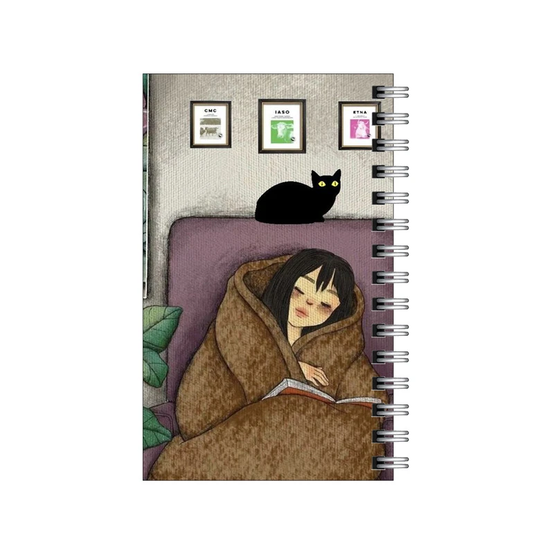 دفترچه یادداشت مدل to do list طرح دختر سرمایی و کتابخوانی کد 6319349