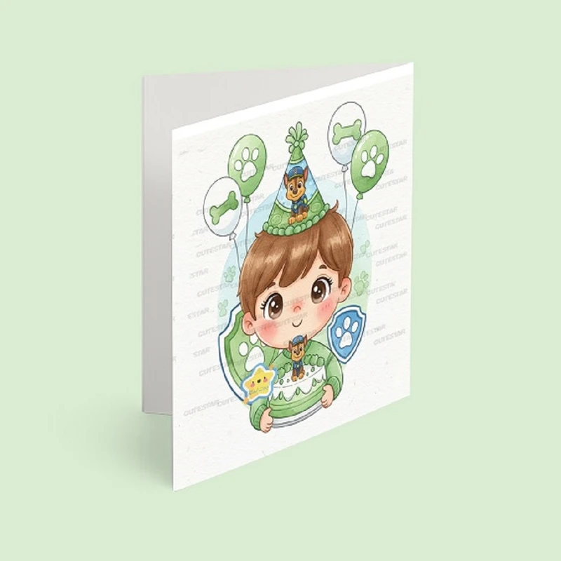 کارت دعوت کیوت استار مدل تولد تم راکی سگ نگهبان مجموعه 6 عددی