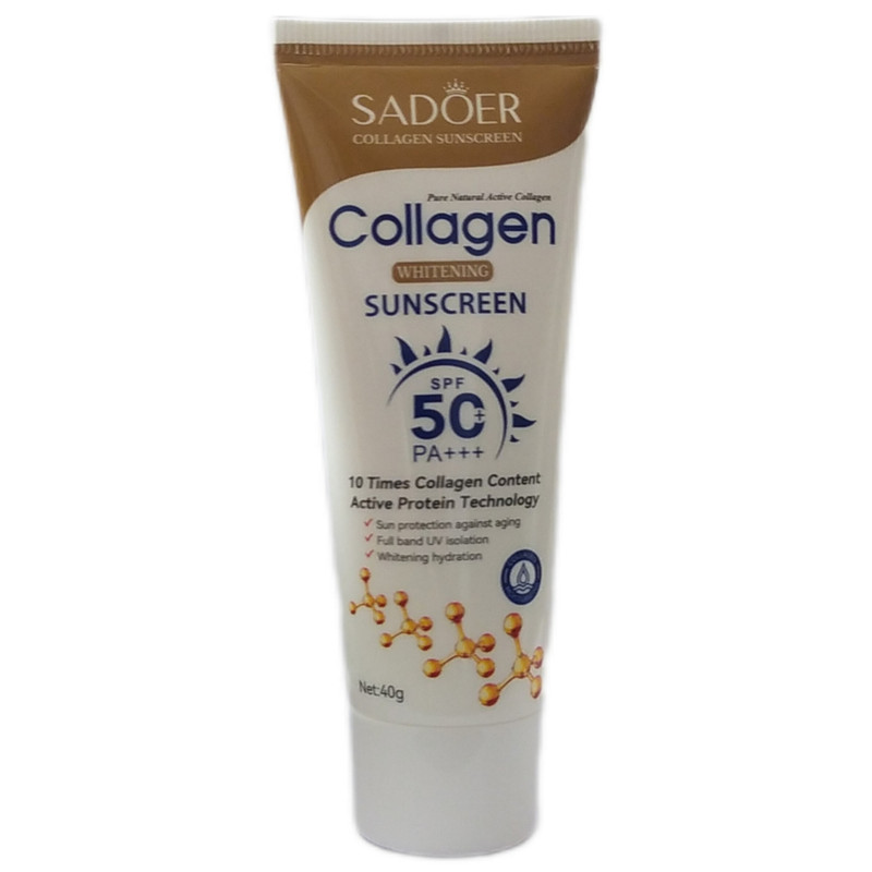 کرم ضدآفتاب بی رنگ سادور SPF 50 مدل کلاژن محافظ UVA ،UVB و PA+++، ضد حساسیت، ضد چروک و ضد پیری، مناسب انواع پوست حجم 40 میلی لیتر