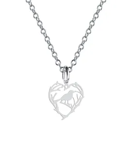 گردنبند نقره زنانه هایکا مدل قلب و پرنده کد n.ha2-425