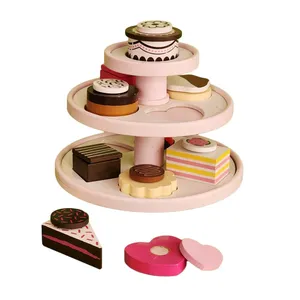 ست اسباب بازی آشپزخانه مدل ظرف شیرینی سه طبقه چوبی