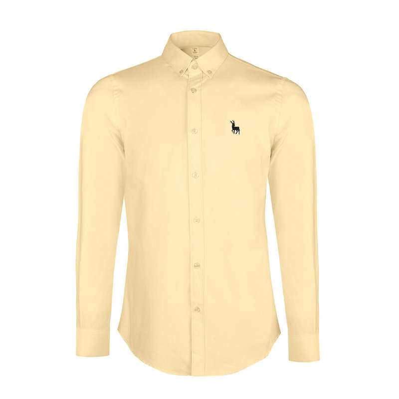 پیراهن آستین بلند مردانه آروما مدل ساده کد 303013 رنگ زرد روشن