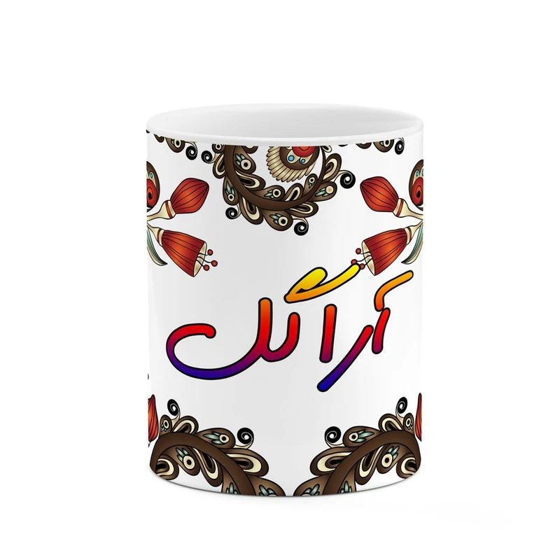 ماگ کاکتی مدل اسم آراگل طرح سنتی گل و بته کد mgh43371