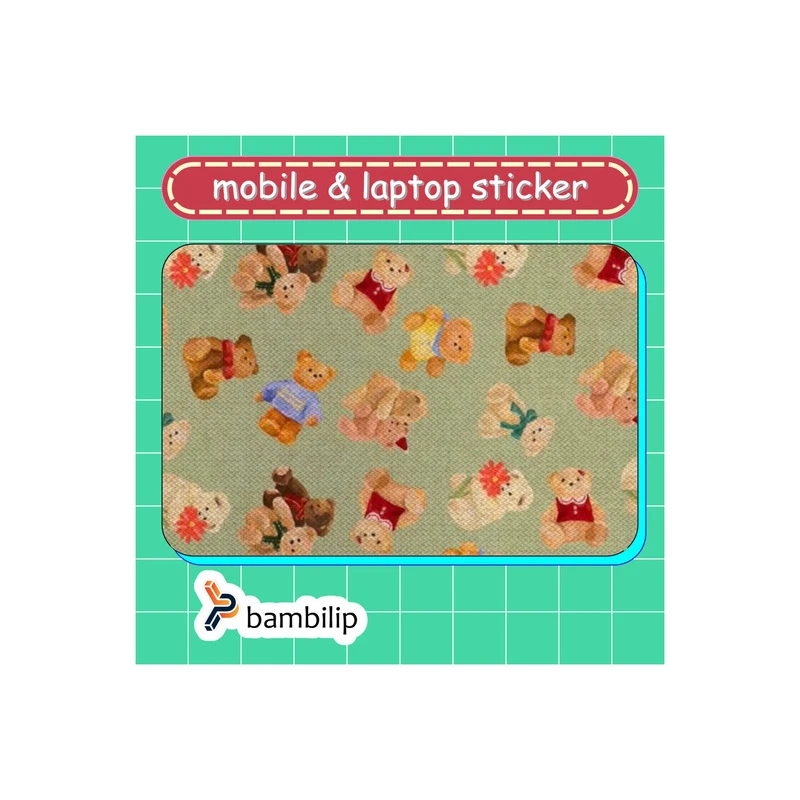استیکر بامبیلیپ مدل کارت عابر طرح خرس گل گلی کد 6209543