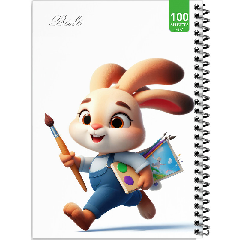 دفتر نقاشی 100 برگ بله طرح فانتزی خرگوش کوچولوی نقاش کد A4-N198