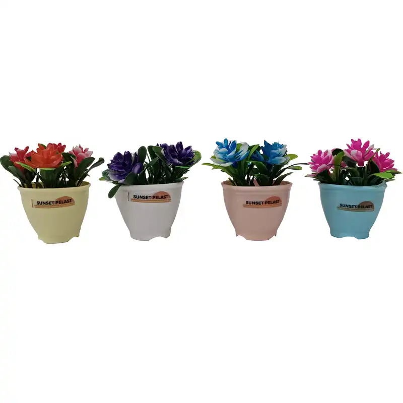 گل مصنوعی سان ست پلاست مدل رومیزی و مگنت دار مجموعه 4 عددی