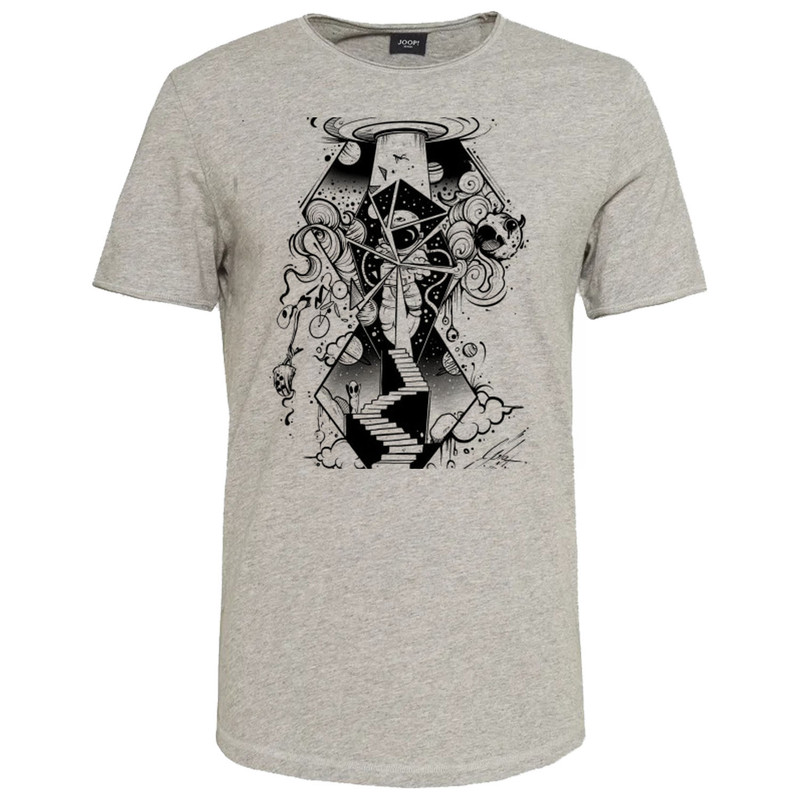 تیشرت آستین کوتاه مردانه مدل فضا کد M193 رنگ طوسی