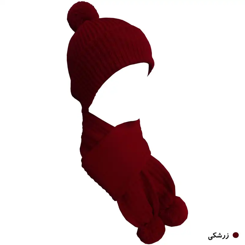 ست کلاه و شال گردن بافتنی مدل کشباف کد O