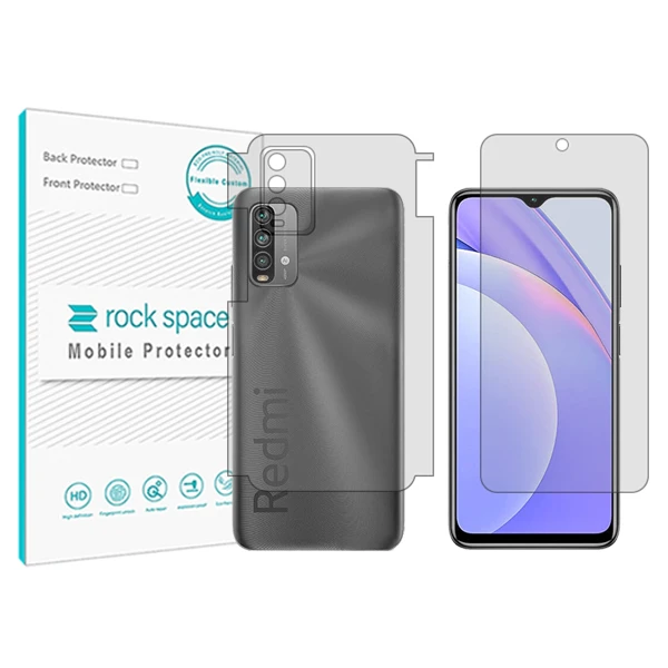 محافظ صفحه نمایش شفاف راک اسپیس مدل HyGEL مناسب برای گوشی موبایل شیائومی Redmi Note 9 4G به همراه محافظ پشت