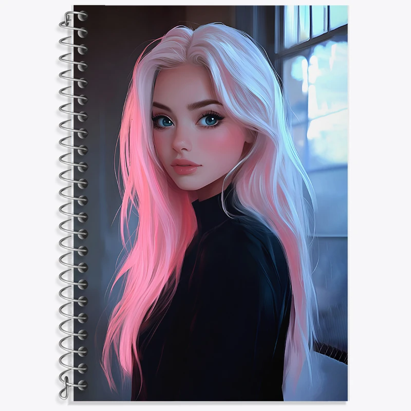 دفتر زبان 50 برگ خندالو مدل دو خط طرح دخترانه کد F6579