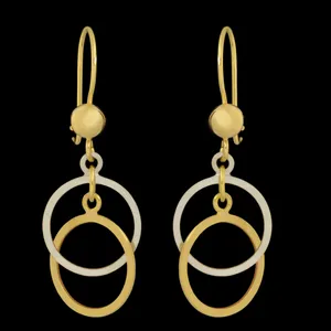 گوشواره طلا 18 عیار زنانه طلای مستجابی مدل حلقه ای دو رنگ  کد 670177