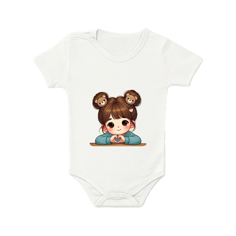 بادی آستین کوتاه نوزادی مدل قلب