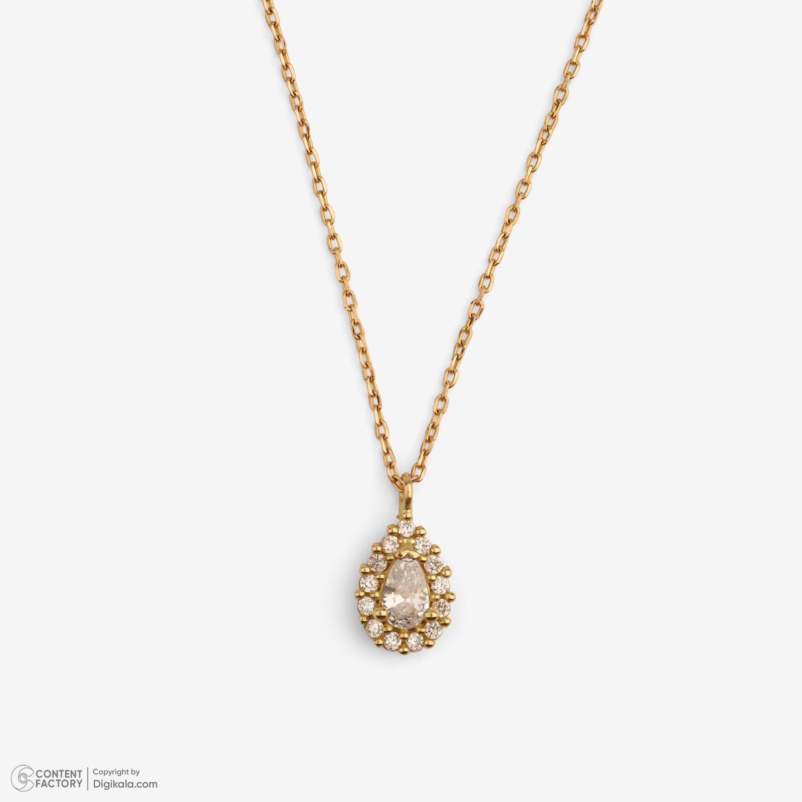 گردنبند طلا 18 عیار زنانه با زنجیر حلقهای (فلامینگو) وی گالری مدل اشک نگینی کد NC1932 -  - 5