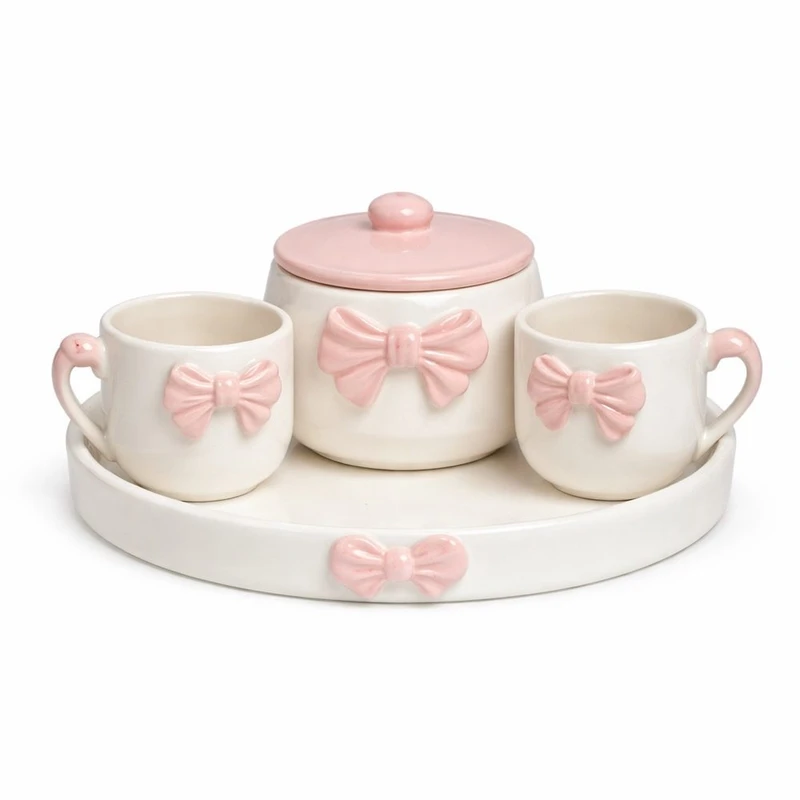 سرویس چای خوری 4 پارچه مناسب برای دو نفر مدل پاپیون