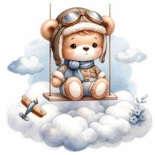 استیکر دیواری کودک راتیانا مدل pilot bear 002