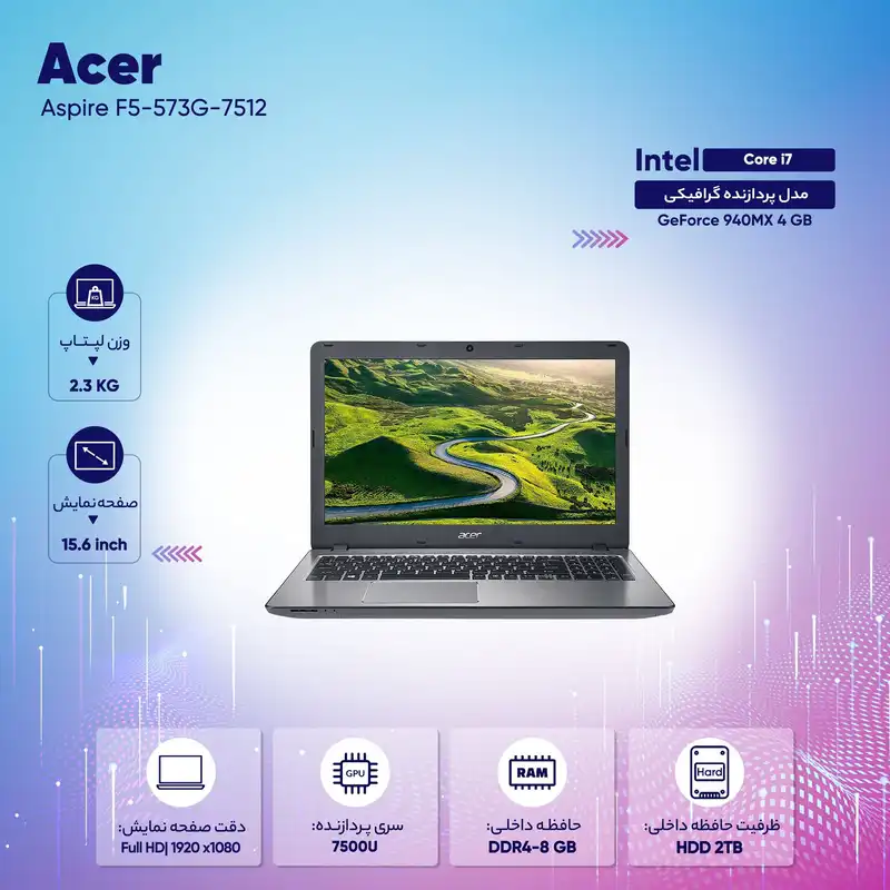 لپ تاپ 15 اینچی ایسر مدل Aspire F5-573G-7512