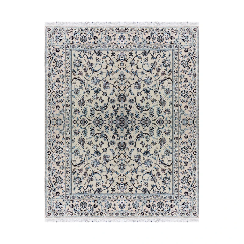 فرش دستبافت ۵.۵ متری مدل افشان نایین ۶لا کد 1112 زمینه کرم