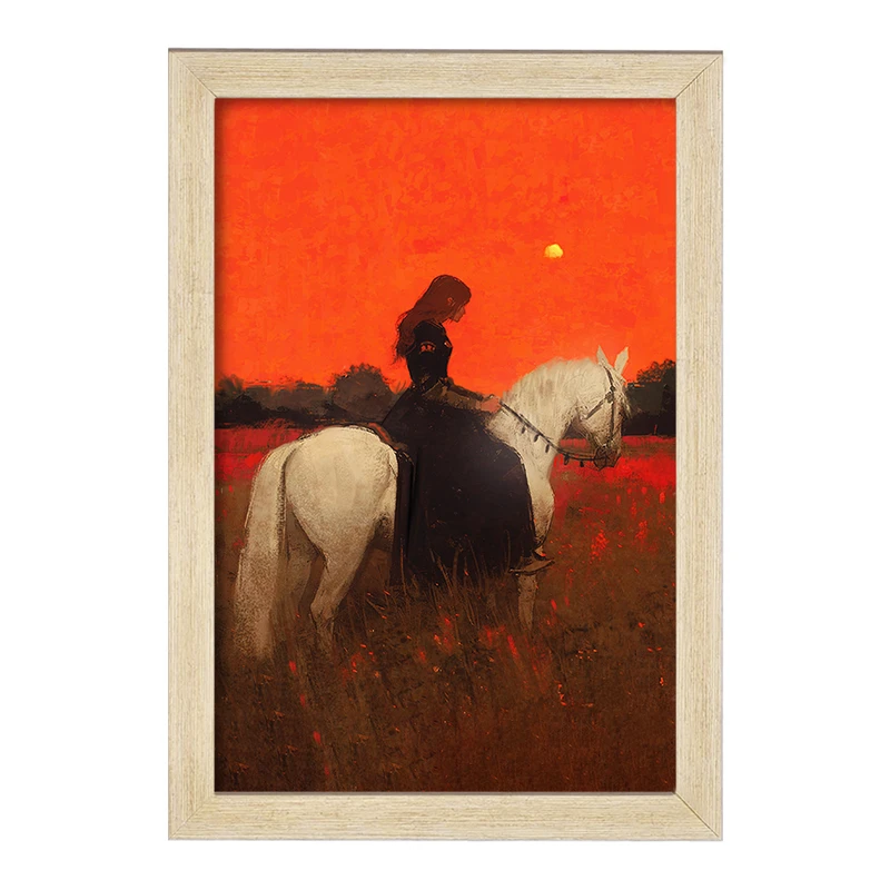 تابلو خندالو مدل نقاشی زن و اسب کد F1156