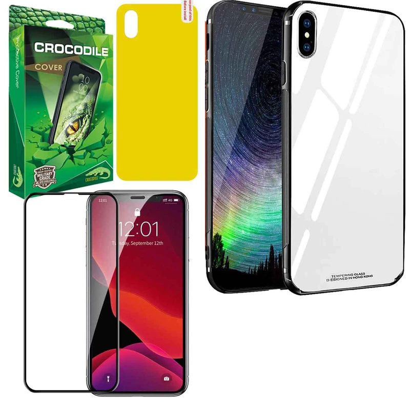 کاور کروکودیل مدل PG-CO-BND مناسب برای گوشی موبایل اپل Iphone X/XS به همراه محافظ صفحه نمایش و محافظ پشت گوشی