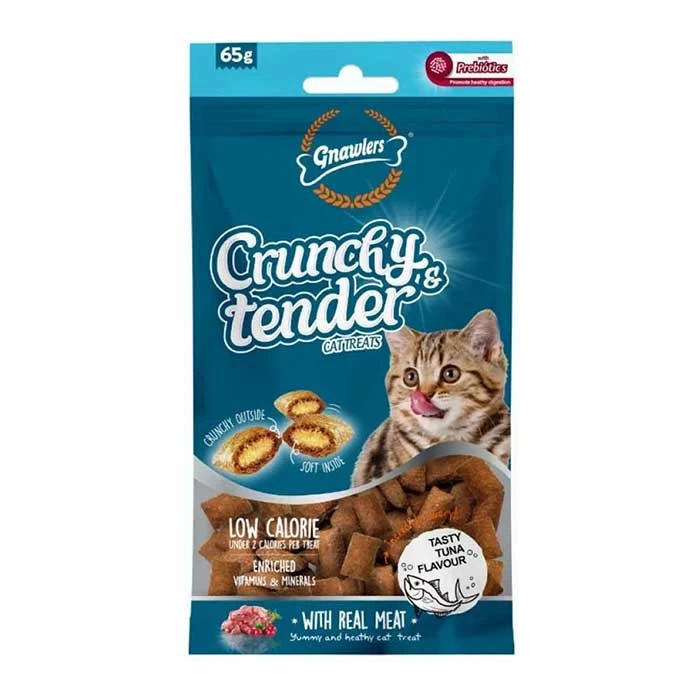 تشویقی گربه گناولرز مدل Crunchy Treat مغزدار طعم ماهی تن وزن 65 گرم