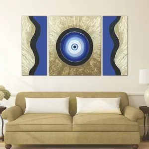 تابلو شاسی بکلیت طرح نقاشی چشم نظر مدل SH-457 مجموعه 3 عددی