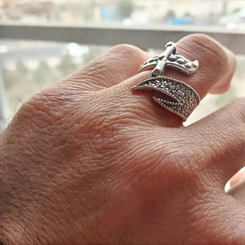 انگشتر مردانه مدل ششمشیر ذوالفقار کد ZOLL--122