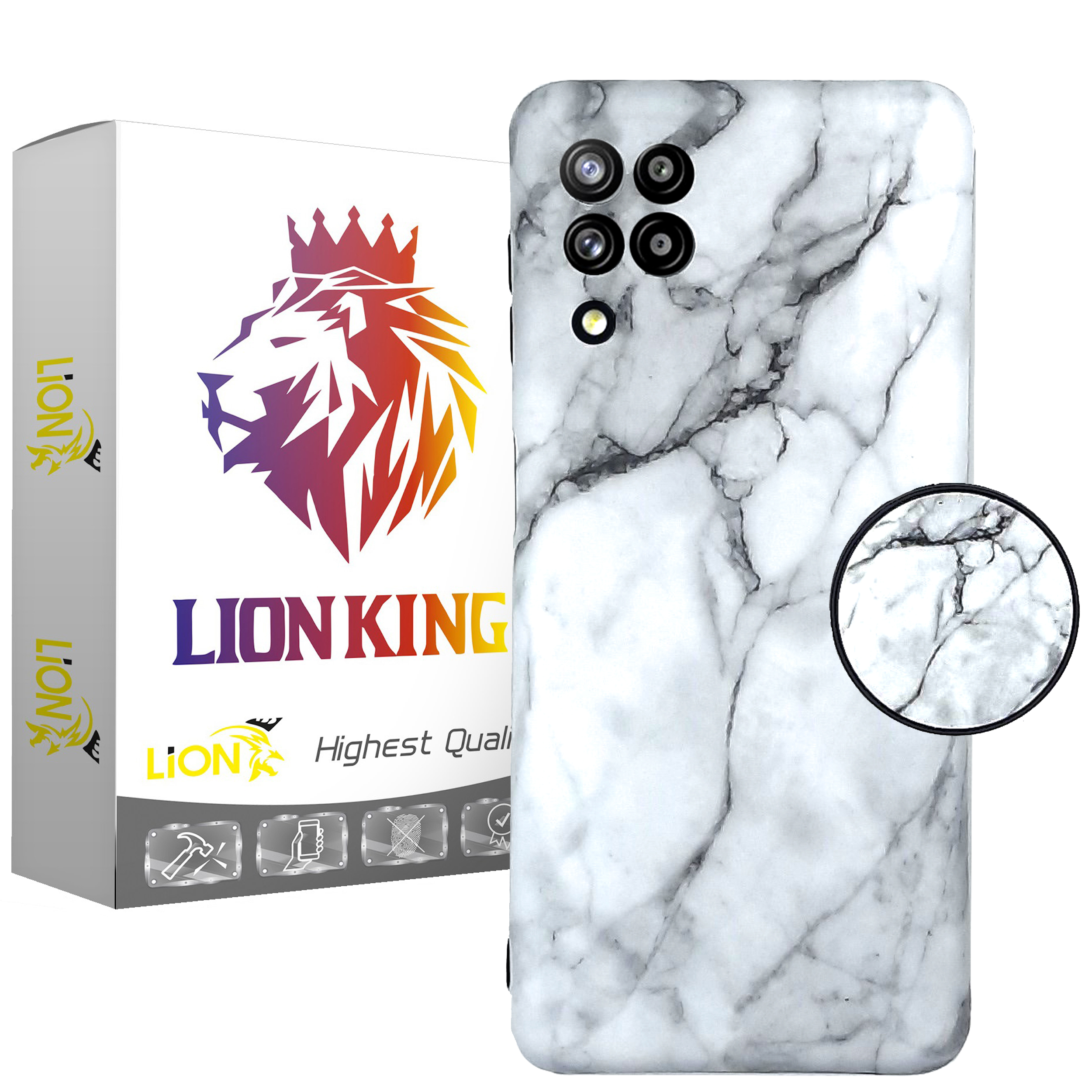راهنمای خرید اینترنتی کاور لاین کینگ مدل stone مناسب برای گوشی موبایل سامسونگ Galaxy A22 4G به همراه پایه نگهدارنده