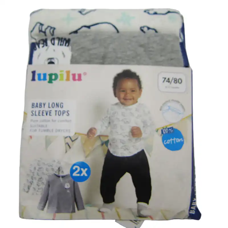 تی شرت آستین بلند نوزادی لوپیلو مدل Björn مجموعه دو عددی