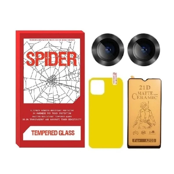 محافظ صفحه نمایش سرامیکی مات اسپایدر مدل 2CRN مناسب برای گوشی موبایل اپل iPhone 11 به همراه محافظ پشت گوشی و محافظ لنز دوربین