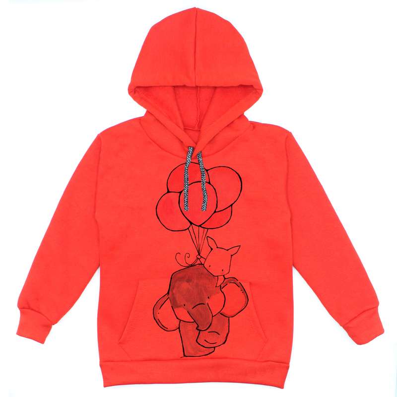 هودی دخترانه مدل فیل S01 رنگ قرمز