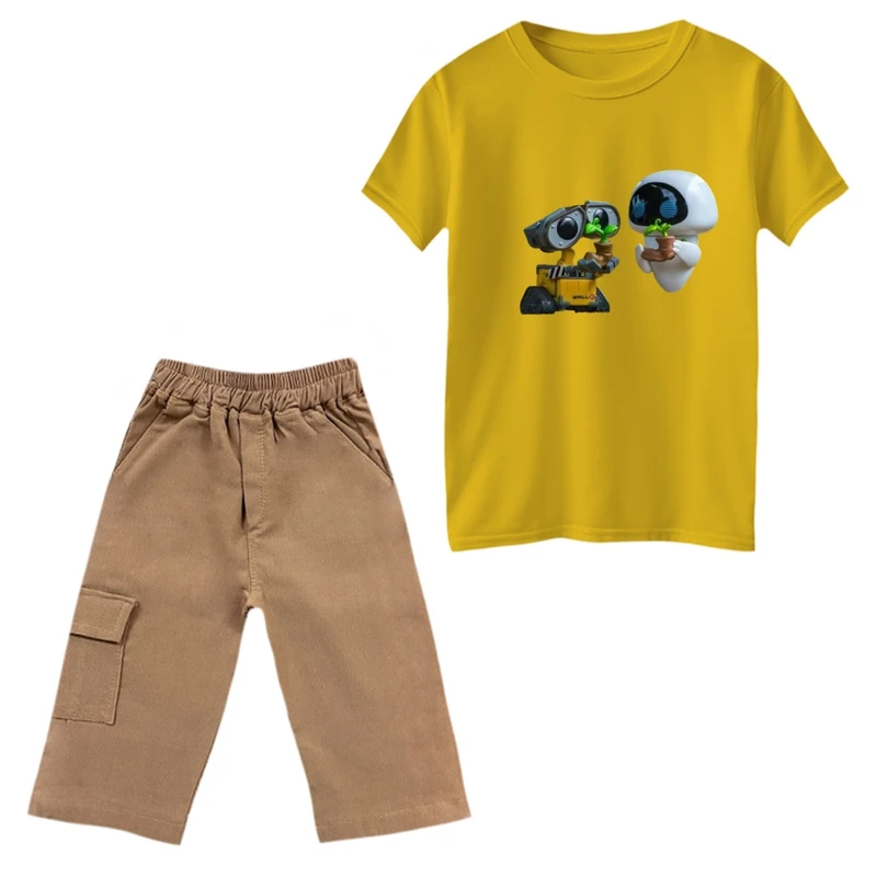 ست تی‌شرت و شلوارک پسرانه مدل والی و ربات