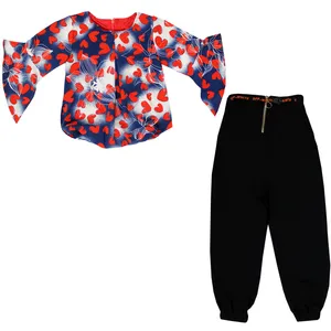 ست بلوز و شلوار دخترانه مدل قلب رنگ قرمز