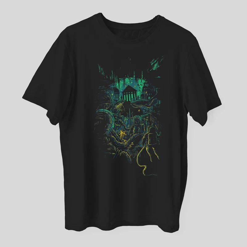 تی شرت آستین کوتاه مردانه مدل فانتزی دنیای تاریکی کد z160