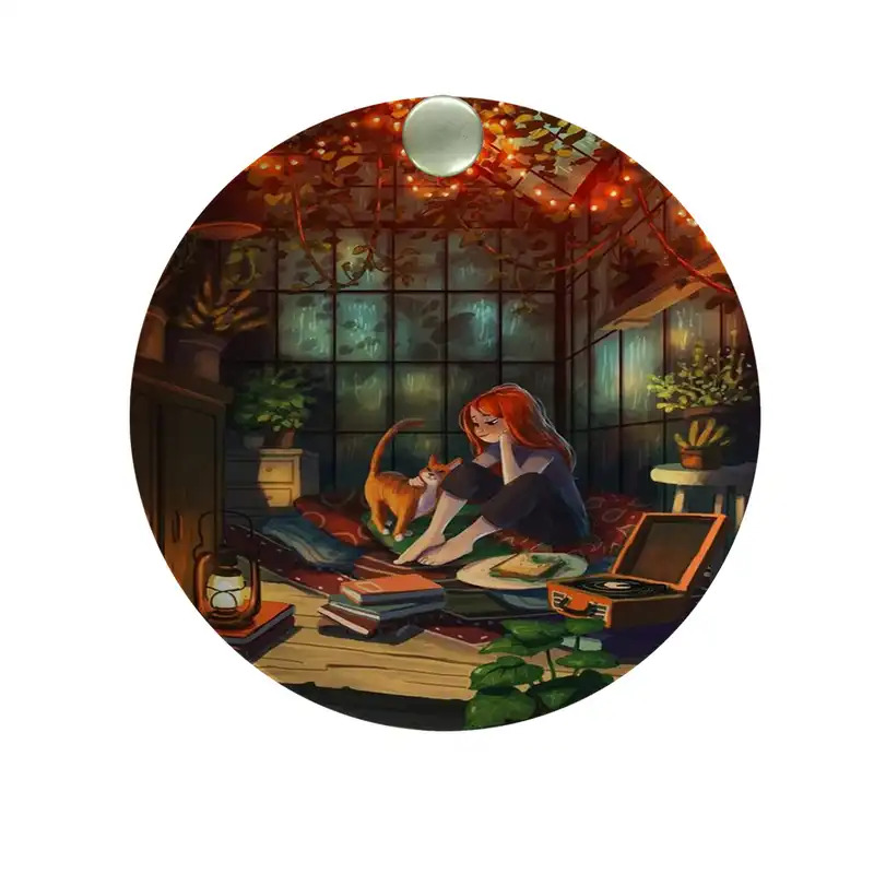 آینه جیبی طرح دختر و گربه مدل ai313