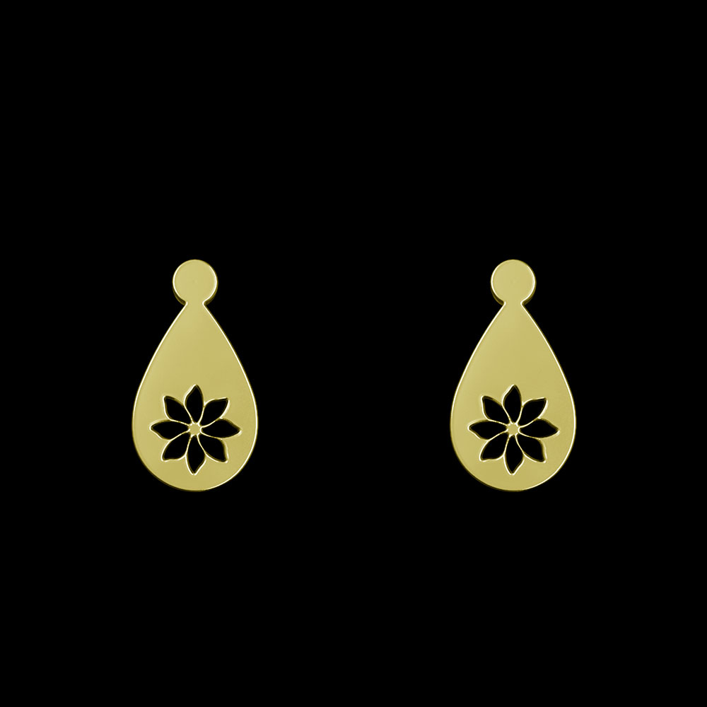 گوشواره طلا 18 عیار زنانه مدوپد مدل گل کد GA1-13488