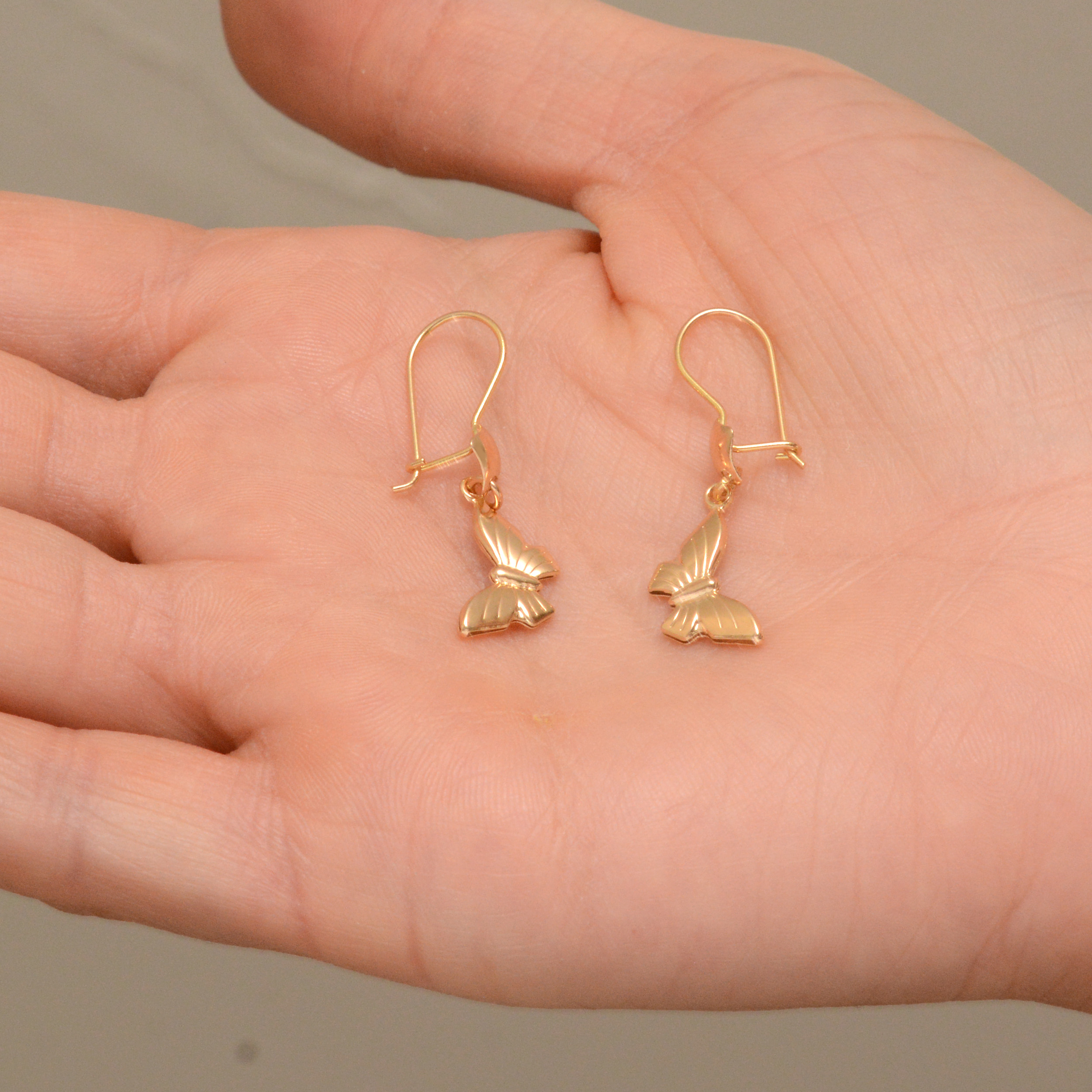 گوشواره طلا 18 عیار زنانه طلای مستجابی مدل پروانه کد 09