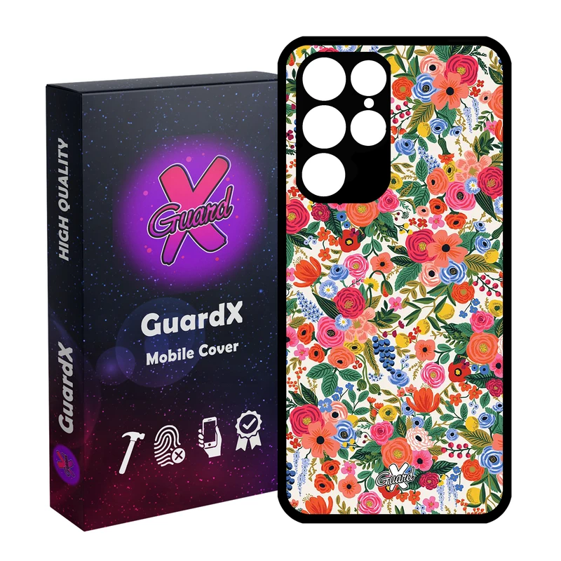 کاور گارد ایکس طرح گل مدل Glass10247 مناسب برای گوشی موبایل سامسونگ Galaxy S22 Ultra