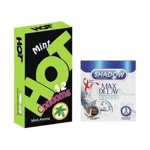 کاندوم شادو مدل Max Delay بسته 3 عددی به همراه کاندوم هات مدل Mint بسته 12 عددی