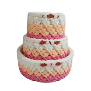 سبد قلاب بافی تریکو مدل کجراه مجموعه سه عددی