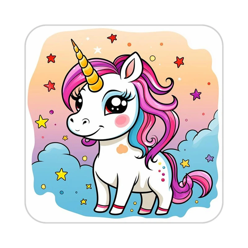 زیر لیوانی کاکتی طرح اسب تک شاخ و یونیکورن مدل mp29947