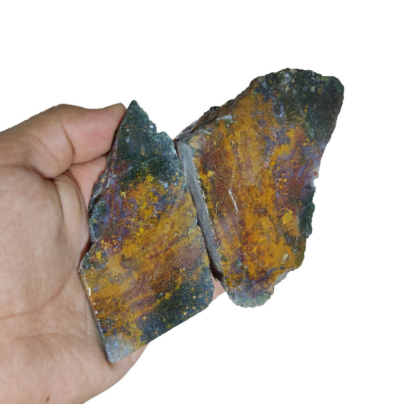 سنگ راف عقیق مدل جاسپر منظره مجموعه 2 عددی