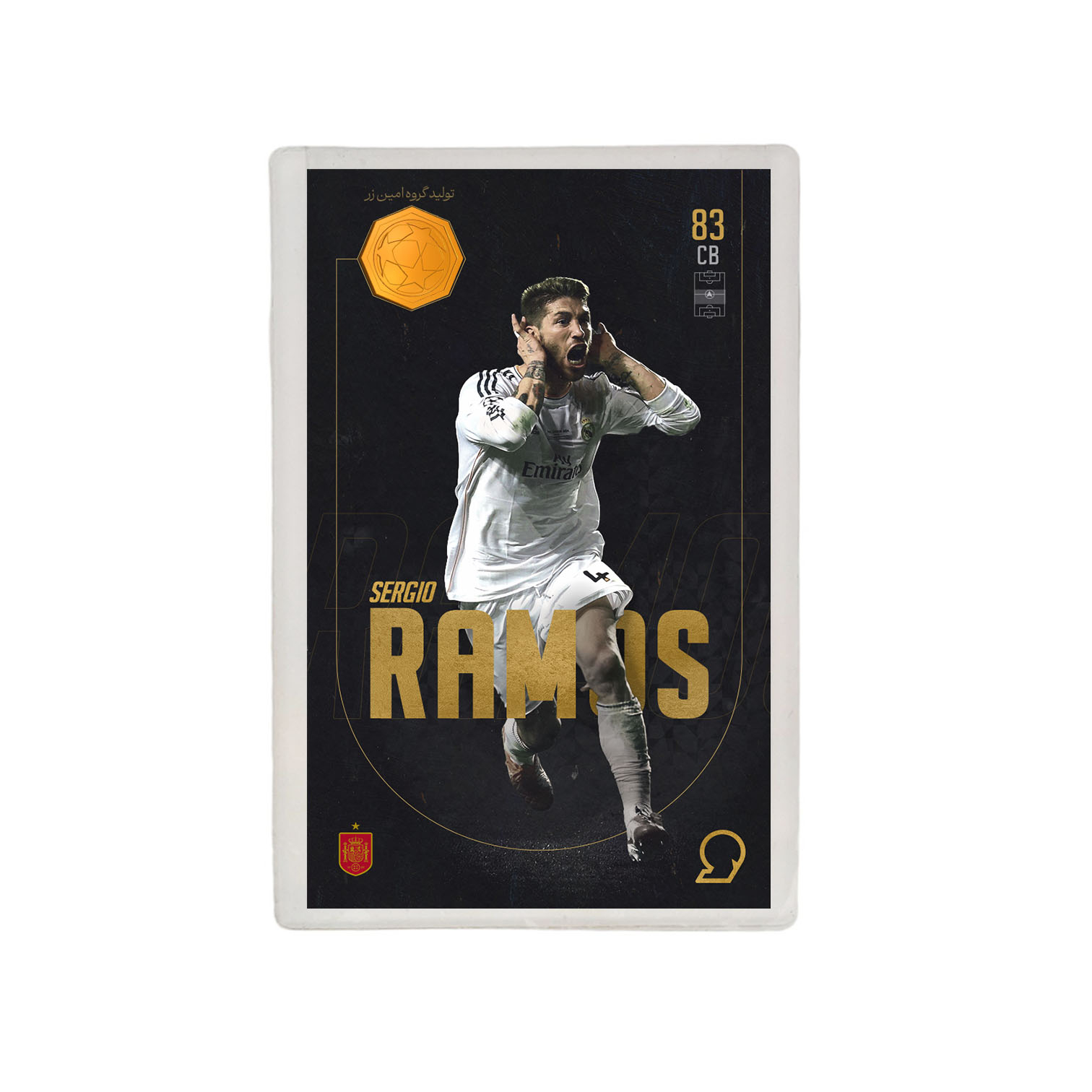 طلا گرمی 18 عیار مدوپد مدل RAMOS طرح فوتبالی 2025 کد SO10094